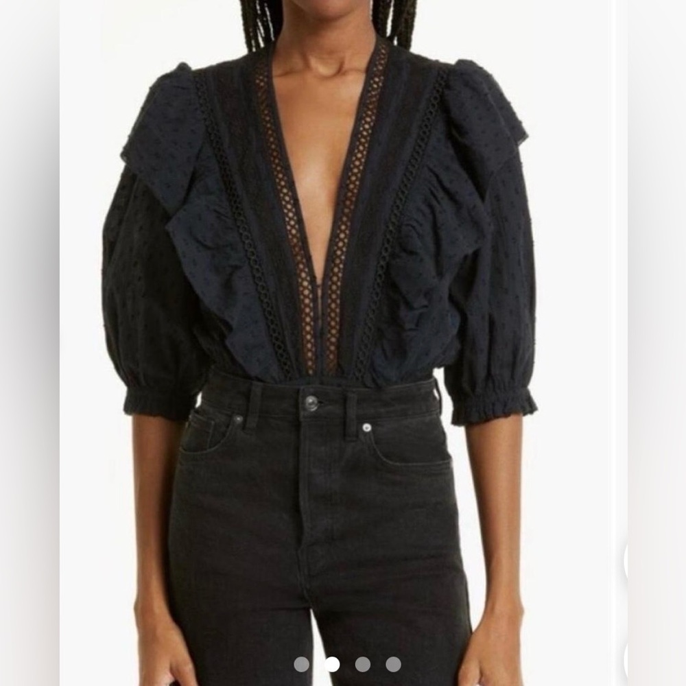 Farm Rio V-Neck Ruffled Bodysuit